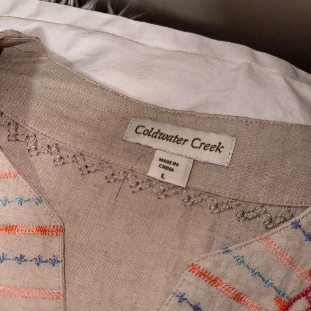 Coldwater Creek Floral Embroidered Boho Tunic – Artsy Peasant Top - Picture 5 of 5